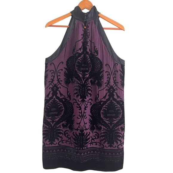Vintage Max Studio Silk Burnout Velvet Mini Dress L Purple Whimsigoth Fairy - Picture 2 of 11